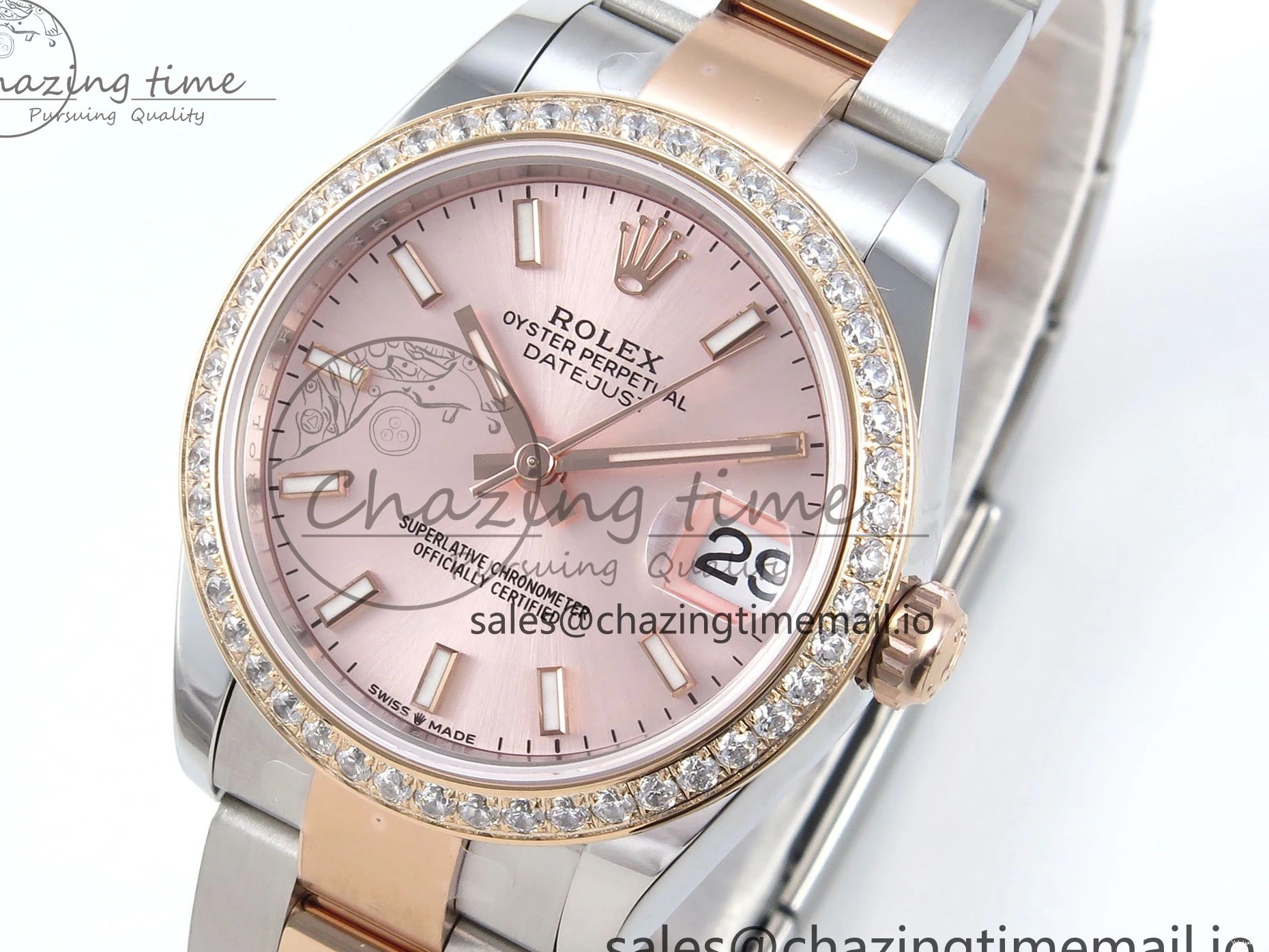 904L 2688 Oyster Dial RG Bracelet Steel SS 278381RBR DateJust Stick Diamonds RG Edition ETA on ARF 31 Bezel 1:1 Best 0415